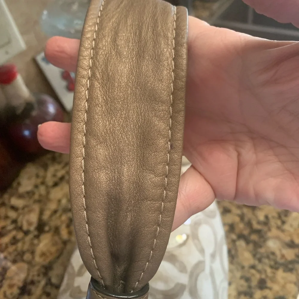 Coach Beige and Cream Double C Patterned Shoulder Bag - Picture 7 of 13